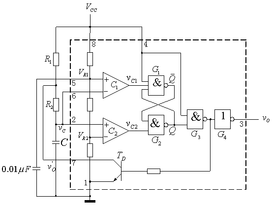 555定時器接成的多諧振蕩器