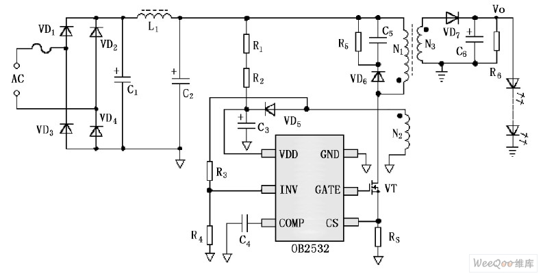 OB2532 的典型應用電路