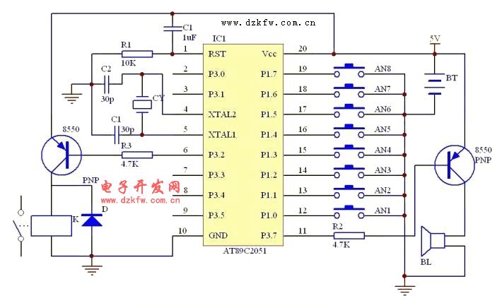 單片機電子密碼鎖電路圖