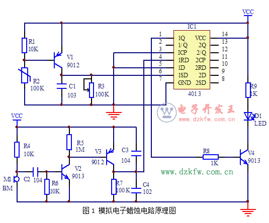 模擬電子蠟燭電路原理圖