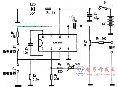 音頻功率放大器LM386引腳圖及功能_工作原理_電氣參數及應用電路圖