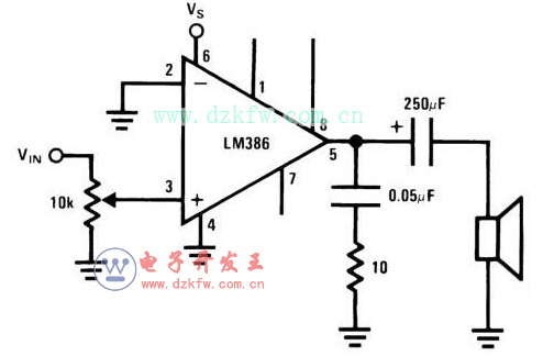 音頻功率放大器LM386引腳圖及功能_工作原理_電氣參數及應用電路圖