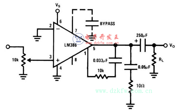 音頻功率放大器LM386引腳圖及功能_工作原理_電氣參數及應用電路圖