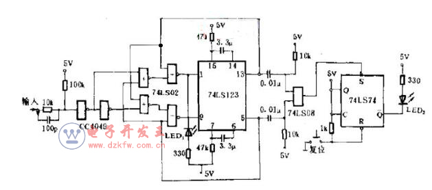 74ls123�����·���S�C�Ķ��Ӝyԇ�·�D