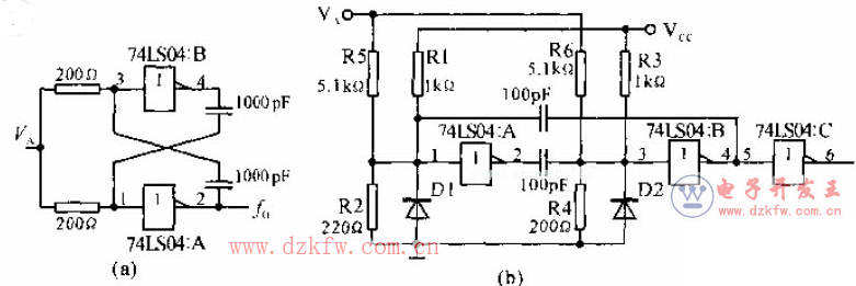 多諧振蕩器電路圖大全(溫控報警/555/自激振蕩電路/壓控TTL對稱多諧振蕩器)