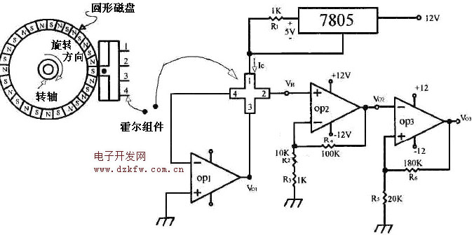 霍爾轉速傳感器應用電路圖