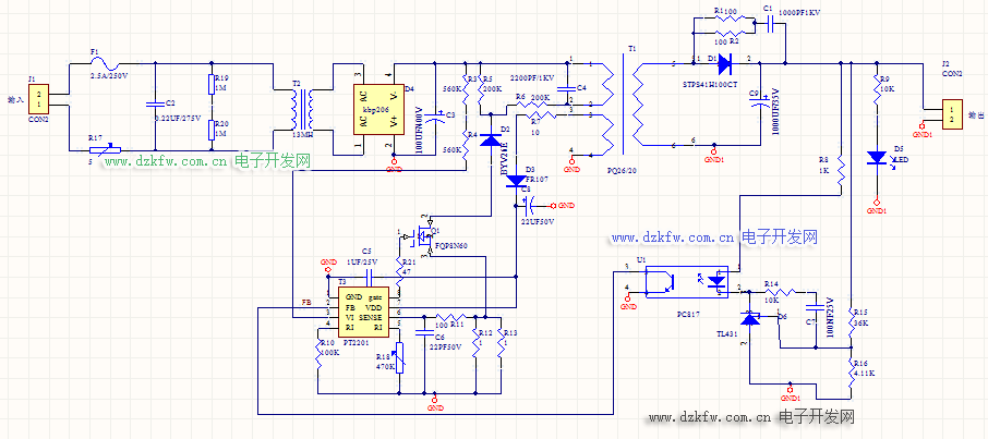 24V2A開關電源原理圖