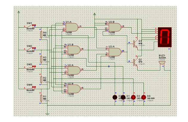 74ls20實現的四人表決器