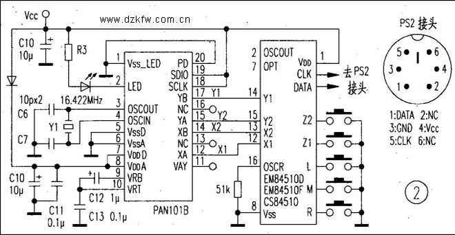 ps2鼠標(biāo)電路圖