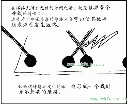 在焊接完所有元件的導線之后就是剪掉多余導線的時候了