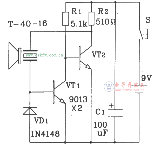 分立元件構(gòu)成的超聲波發(fā)射電路圖