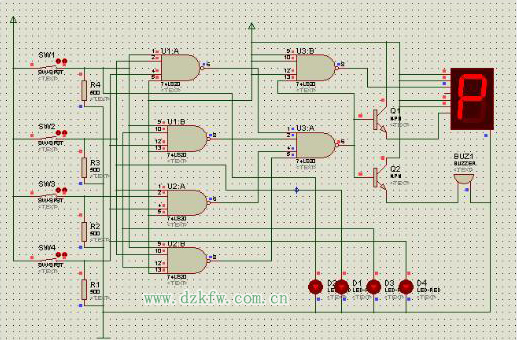 74ls20實(shí)現(xiàn)的四人表決器
